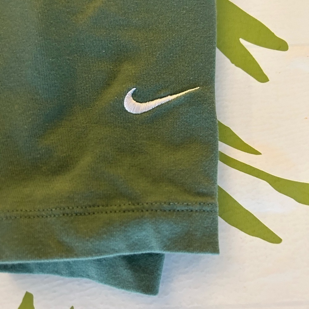 Women's High-Waisted 7/8 Leggings green with white stitched logo - Picture 2 of 8